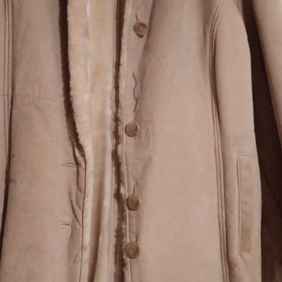 Furry Warm Beige Suede Coat! - Picture 8 of 11